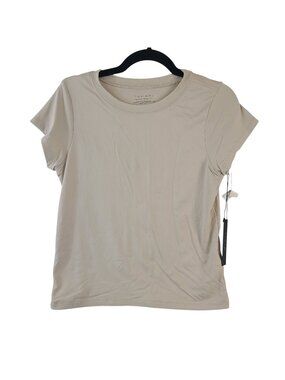 NEW Tahari Beige Short Sleeve T-Shirt Nylon Blend Size M Modern Essentials